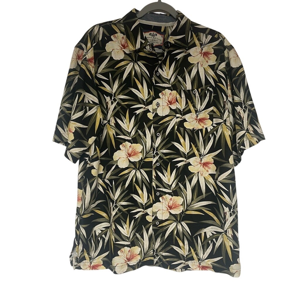 Bahama Bay Club Tropical Hawaiian Short Sleeve Button Down Shirt Mens Medium